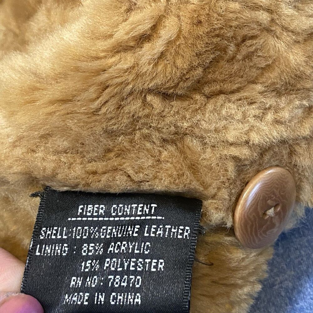 Vintage Nicole Miller Suede Leather Faux Shearling Long Coat Tan Y2K Women’s M - Picture 5 of 14
